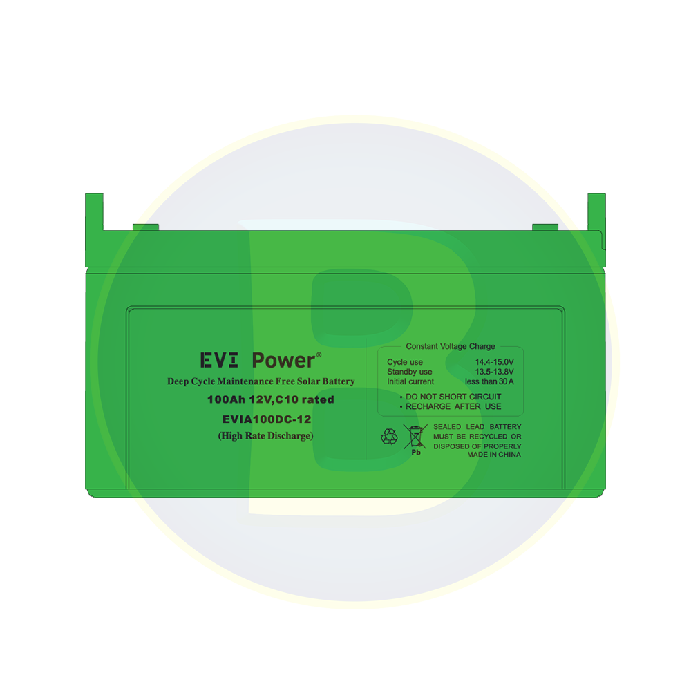 EVI 100Ah Deep Cycle Solar Battery, Net weight 30.5KG, C10 Rated, 1 Year Warranty EVIA100DC-12V.